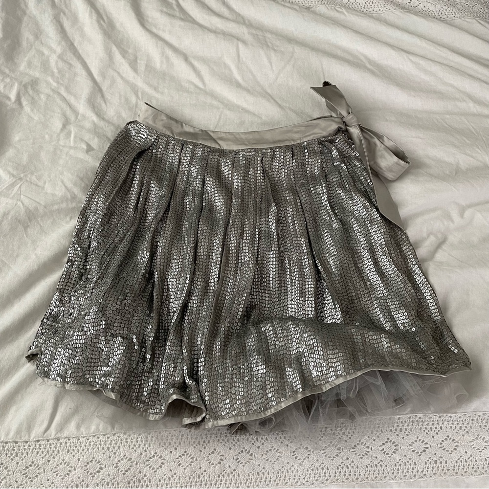 Vian Hunter MEDIUM silver full skirt sequin tulle lined party evening